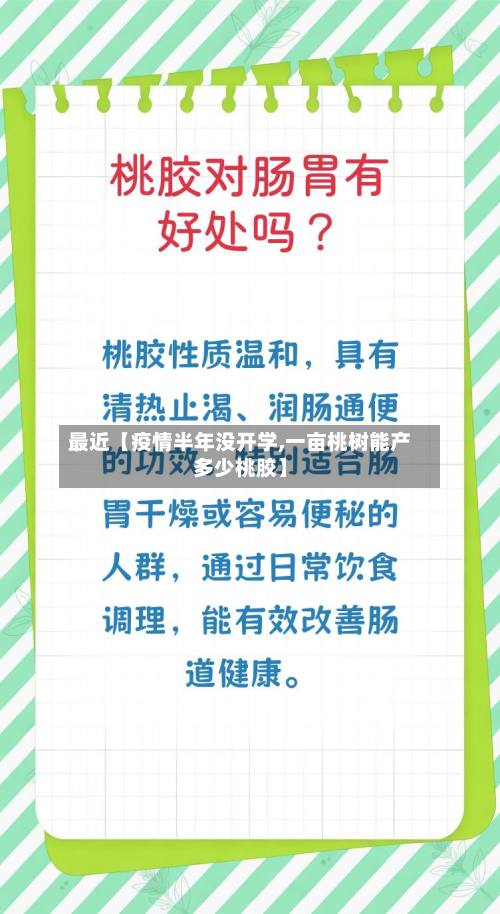 最近【疫情半年没开学,一亩桃树能产多少桃胶】-第2张图片