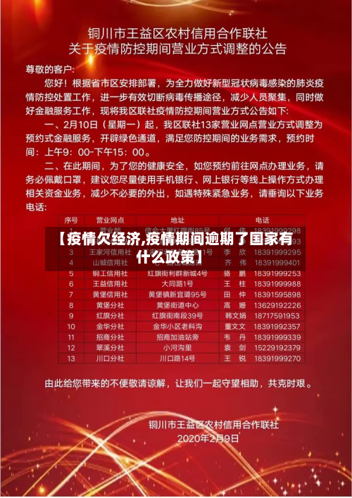 【疫情欠经济,疫情期间逾期了国家有什么政策】-第1张图片