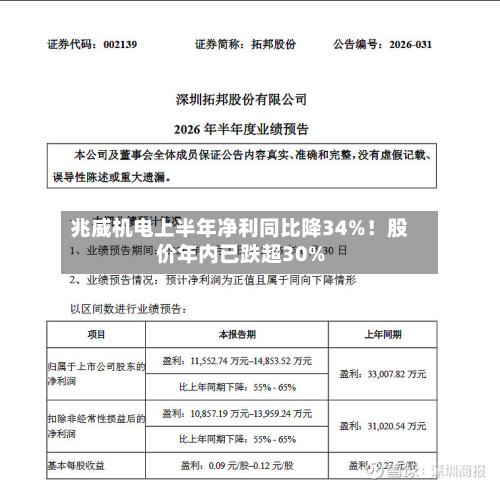 兆威机电上半年净利同比降34%！股价年内已跌超30%-第3张图片