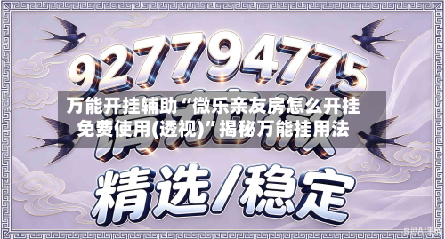 万能开挂辅助“微乐亲友房怎么开挂免费使用(透视)	”揭秘万能挂用法-第1张图片