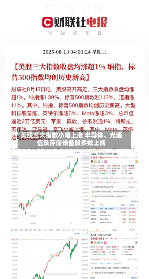 美股三大指数小幅上涨 半导体	、光通信及存储设备股多数上扬-第1张图片