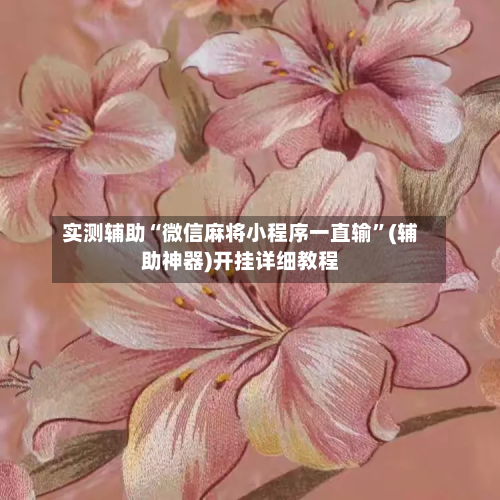 实测辅助“微信麻将小程序一直输	”(辅助神器)开挂详细教程-第1张图片