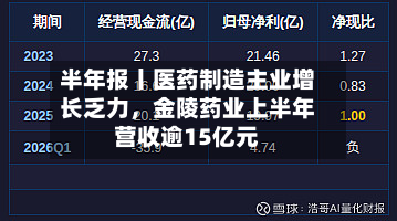 半年报丨医药制造主业增长乏力，金陵药业上半年营收逾15亿元-第3张图片